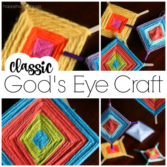 God's Eye Weaving Craft with Sticks and Yarn - a Classic Kids Craft - Happy Hooligans