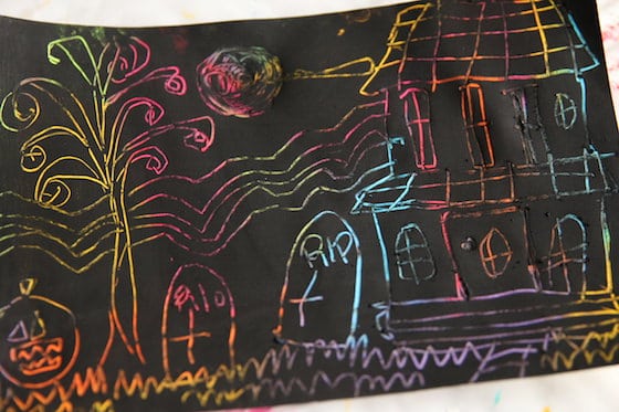 Haunted House Scratch Art Halloween Art for Kids