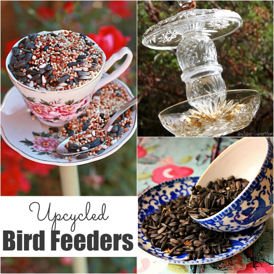 homemade bird feeders made out of old dishes