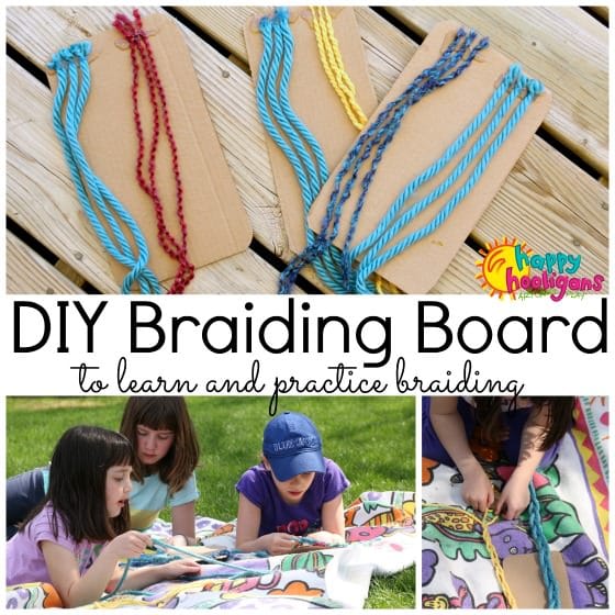 Homemade Braiding Board to teach kids how to braid