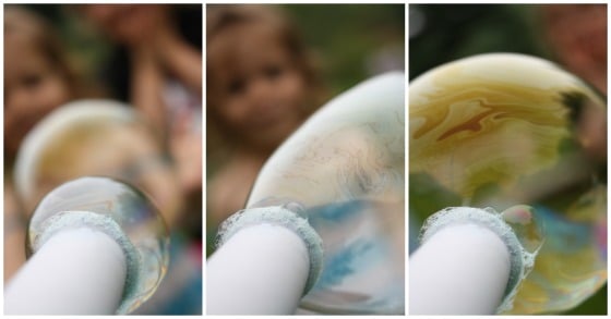 bubbles blown with cardboard tube