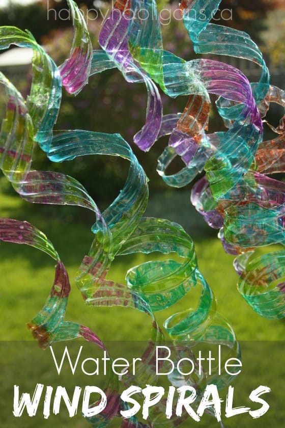 Homemade Coloured Water Bottle Wind Spirals