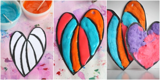 homemade puffy paint hearts craft for kids