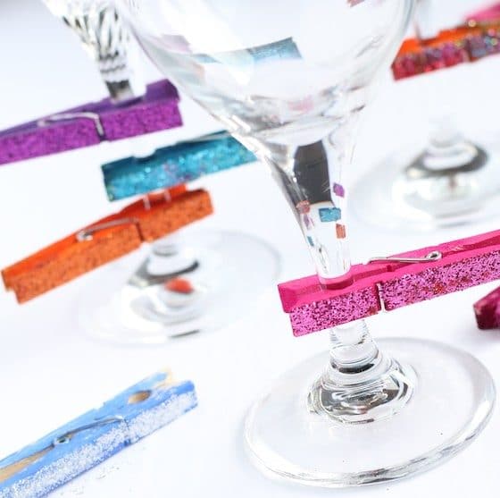 homemade wine charms made with clothespins