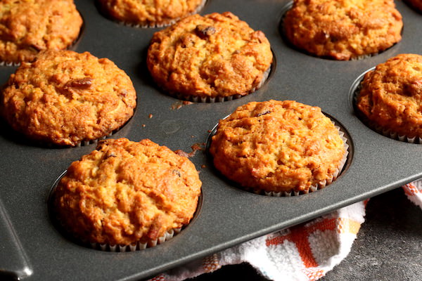 baked morning glory muffins in pan 