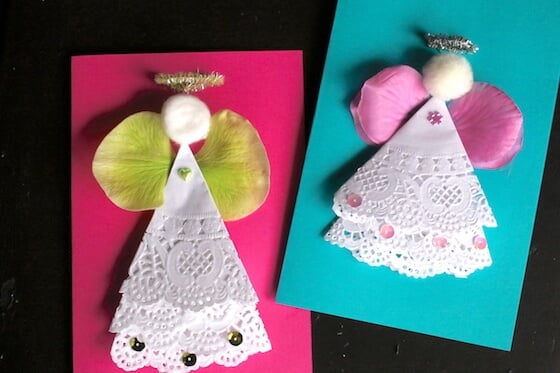 doily angel cards with sequins