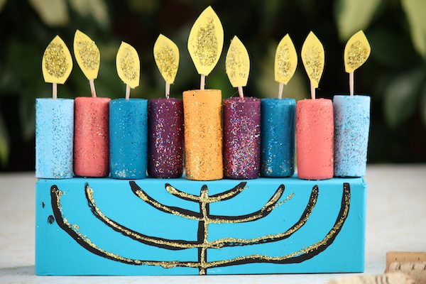 horizontal wine cork menorah