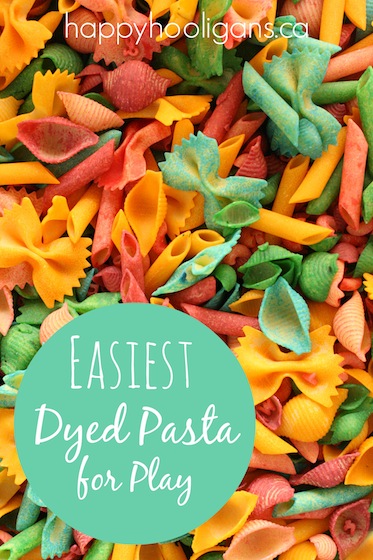 How to Dye Pasta for Sensory Play  and Crafts - Happy Hooligans