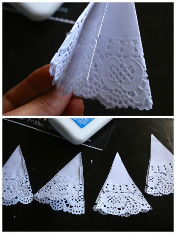 how to fold doily for christmas tree card