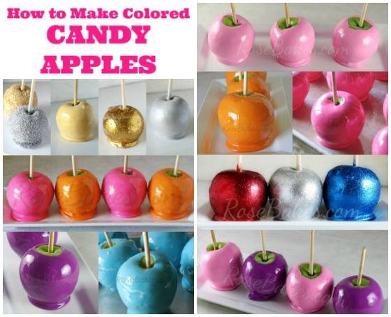 how to make coloured candy apples and glitter candy apples 