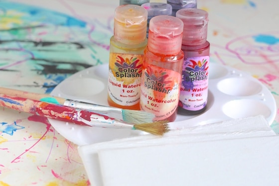 liquid water colours and canvases