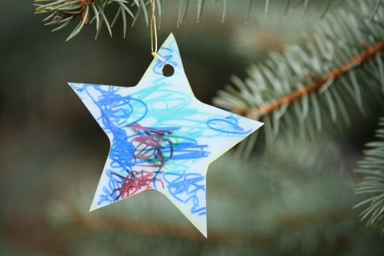 blue star milk jug sun catcher made by a toddler