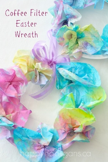 Coffee Filter Easter Wreath for Kids - Happy Hooligans 