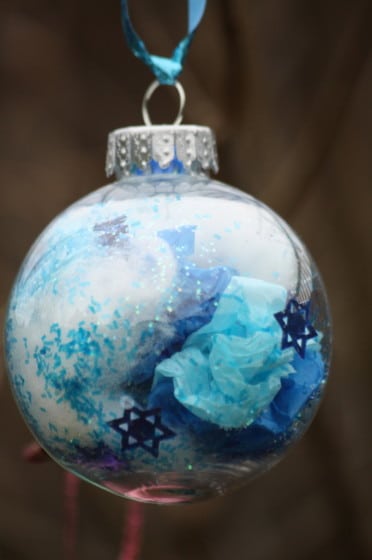 blue clear glass ornament