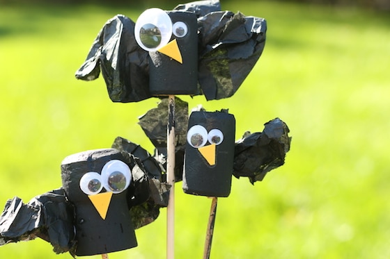 3 wine cork crows on skewers