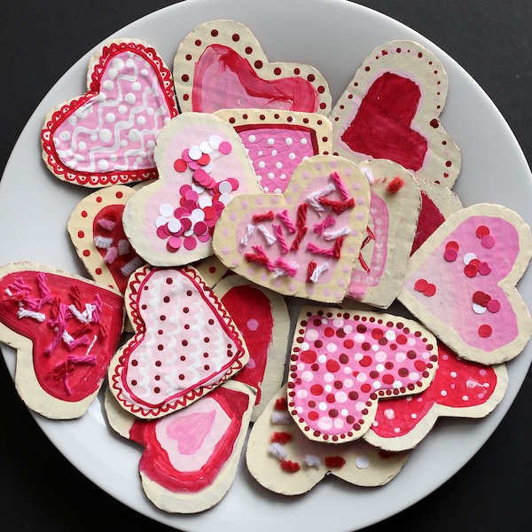 Plate of Cardboard Valentines Cookies