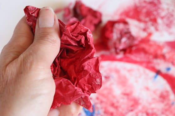 crumpling red coffee filter