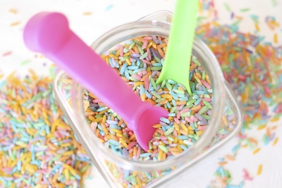 Rainbow Rice for Sensory Play in Preschool