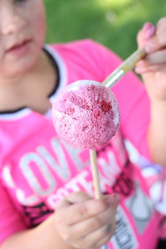 painting styrofoam ball to look like scoop of ice cream