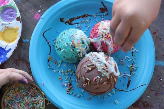 Coloured Rice Sprinkles on an ice cream craft