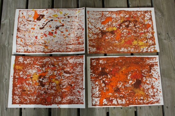 abstract fall art created by toddlers and preschoolers