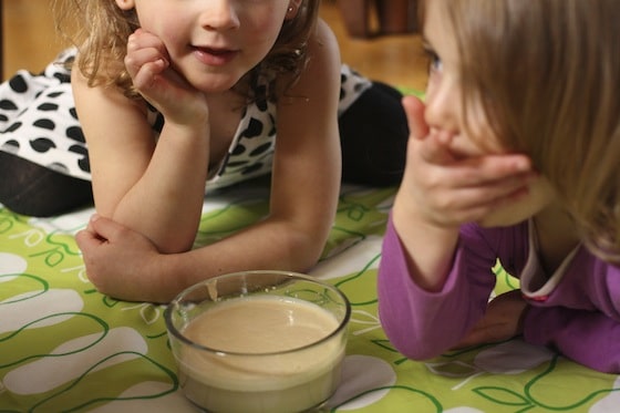 kids watching active yeast in warm water