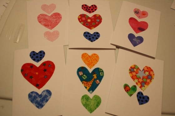 homemade cards with fabric hearts