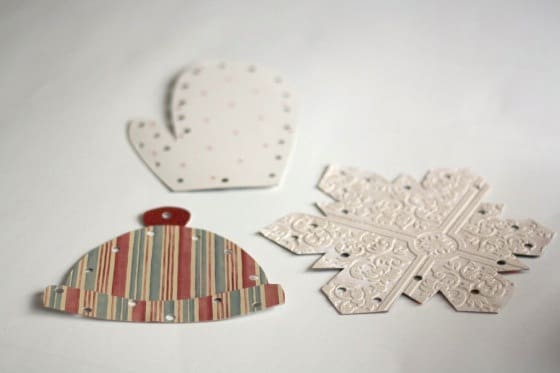 set of 3 homemade winter lacing cards