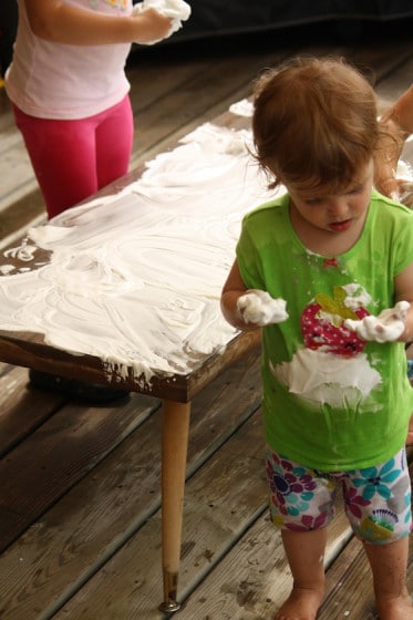 hands covered in shaving cream 