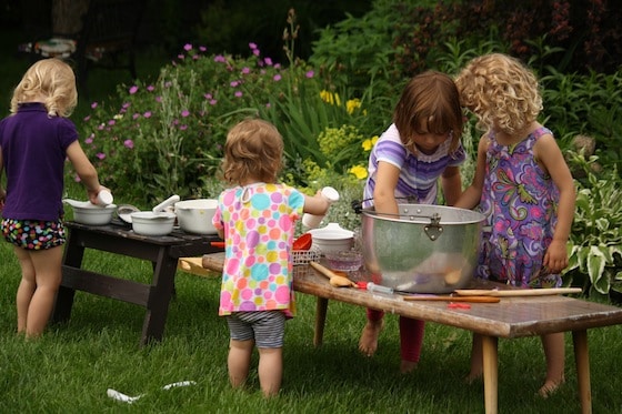 making fairy soup in the garden