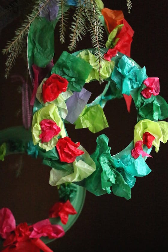 tissue paper paper plate wreath