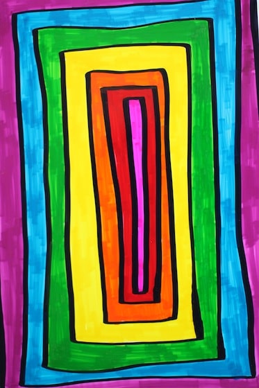 Rainbow coloured rectangles - graphic Sharpie ARt