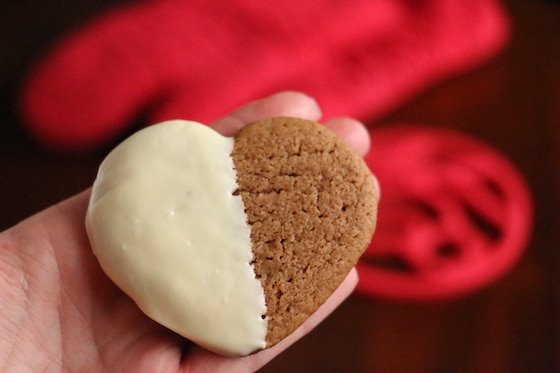 Easy white chocolate dipped gingerbread cookies made with pillsbury dough and white chocolate chips