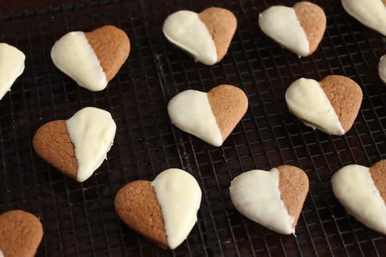 White Chocolate Dipped Heart Shaped Cookies