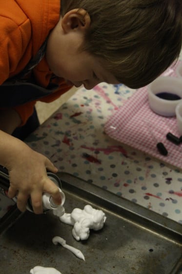 squirting shaving cream - good for muscle control & co-ordination