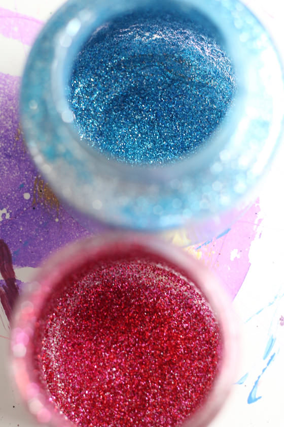 jars sprinkled with glitter inside