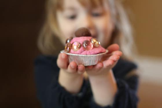 playdough cupcake with beads