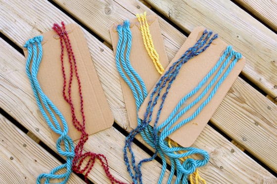 homemade cardboard braiding boards