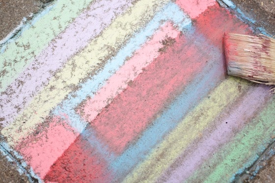 Wet sidewalk chalk painting