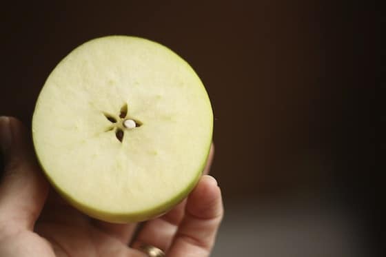 apple cut cross-wise reveals star