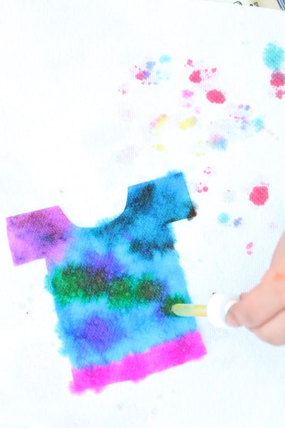 dripping colour on paper towel t-shirt