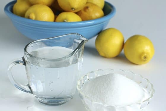 ingredients for homemade lemonade - lemons sugar and water