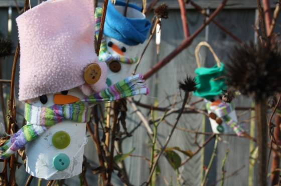 toilet roll snowmen christmas tree ornaments