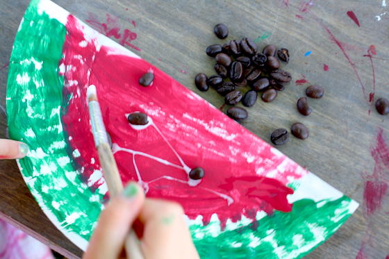 coffee bean seeds on a paper plate watermelon