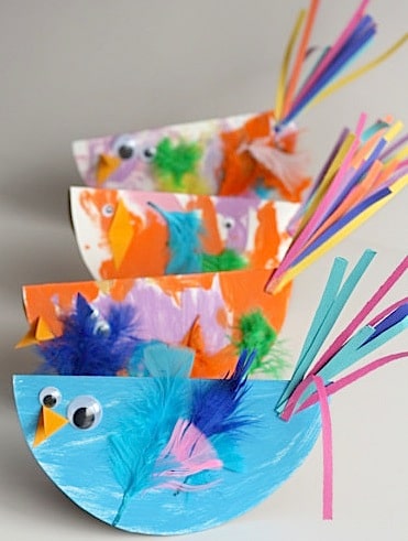 paper plate rocking birds