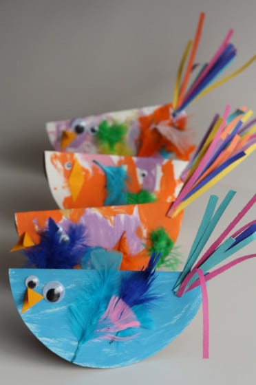 4 paper plate birds