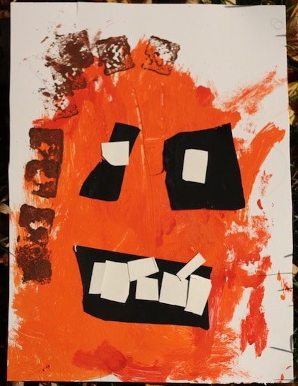 pumpkin painted by preschooler