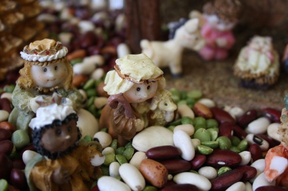 nativity scene in a sensory bin