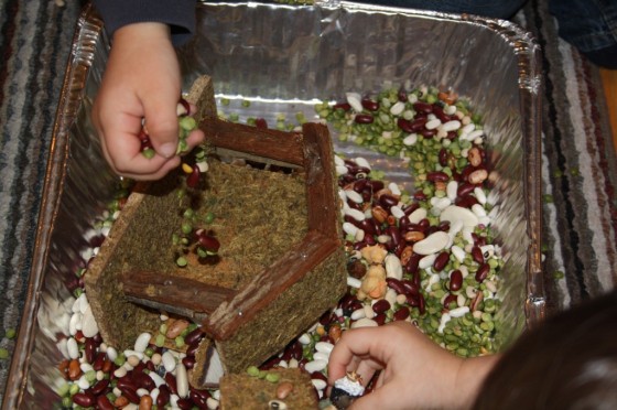 fine motor skills - playing with lentils