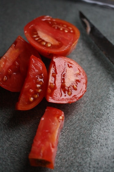 how to core tomatoes to make tomato soup